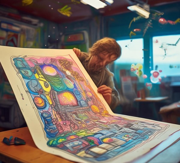 科技小魔法与未来创新手抄报，可爱细线的创意奇遇